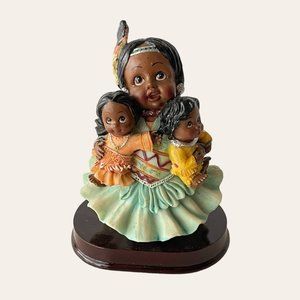 Cultural Native American Indian Tribal Woman Holding Children Collectible Figure